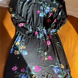 Old Navy Black Floral Midi Dress